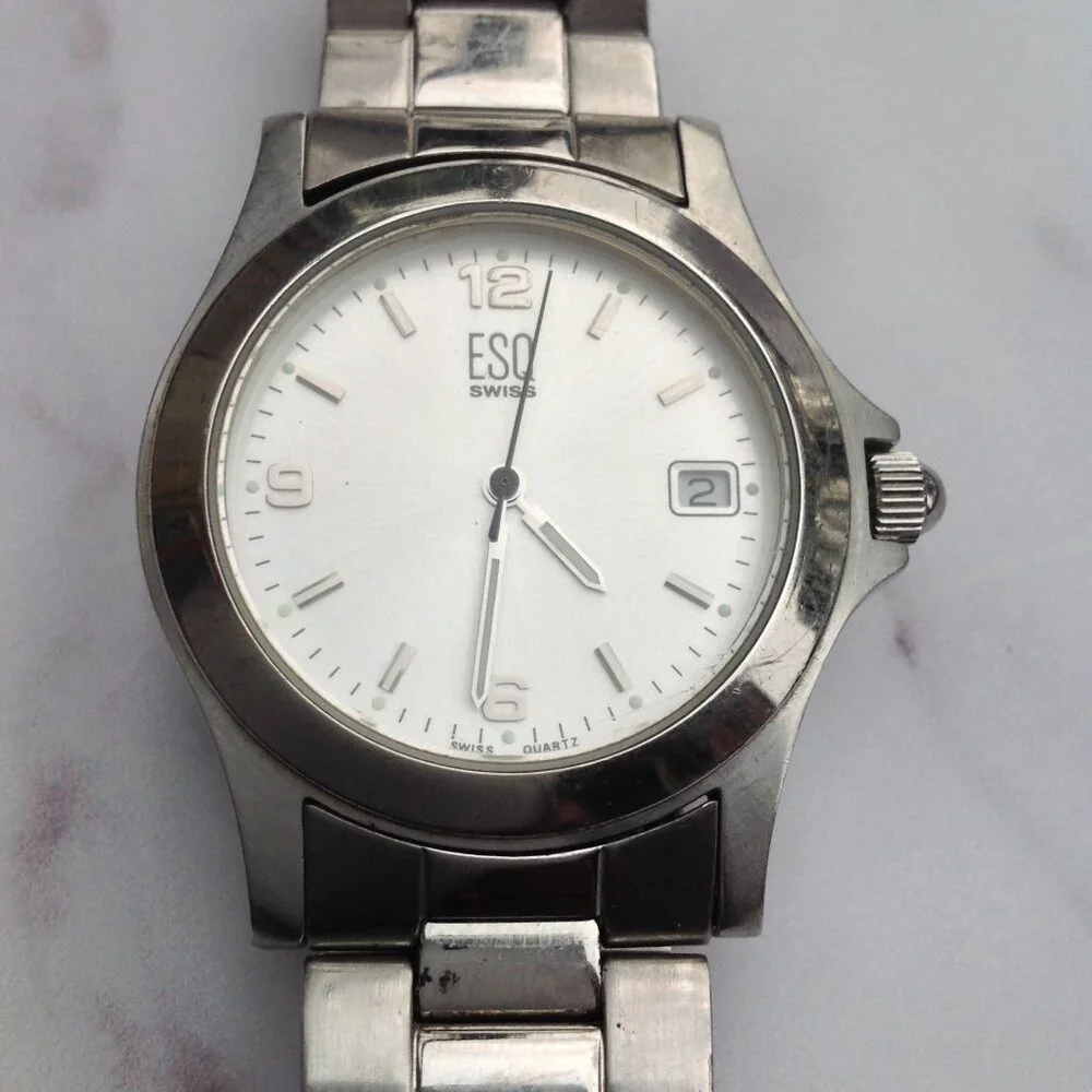 ESQ Movado Swiss Date Window Watch  E5063 Classic Styling